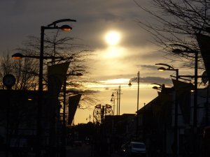 An evening sky in Fareham West Street