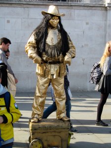 A living statue, north of Trafalgar Square...