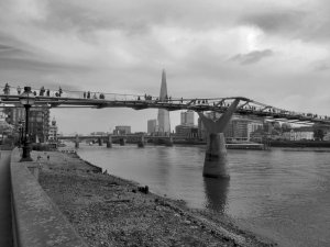 The Millennium Bridge, with Southwark Bridge beyond...