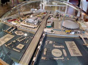 A model of the 1951 Festival of Britain site, near the front of the Royal Festival Hall...