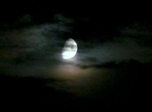 Moon through clouds, near my north London home