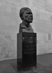 Nelson Mandela statue, outside the Royal Festival Hall, on London's South Bank...