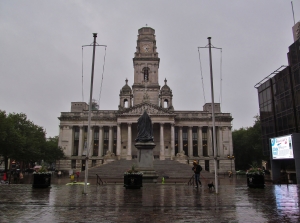 A rainy Guildhall Square, Portsmouth, Friday afternoon, 11th October